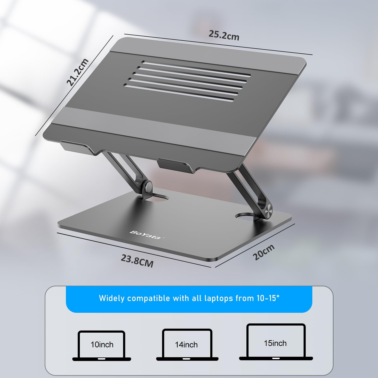 Подставка для ноутбука BoYata Multi-Angle с вентиляционным отверстием (10-15 дюймов) Silver, фото №4 Подставка для ноутбука BoYata Multi-Angle с вентиляционным отверстием (10-15 дюймов) Silver, фото №4