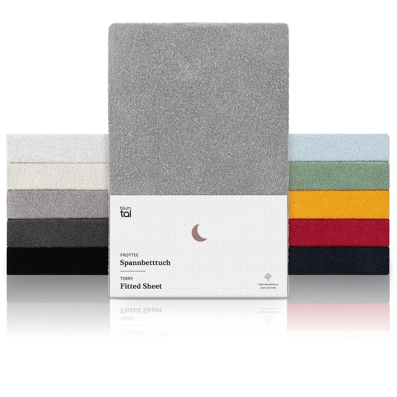 Простирадло на гумці Terry Blumtal 180 x 200 см Сірий, фото №1 Простирадло на гумці Terry Blumtal 180 x 200 см Сірий, фото №1