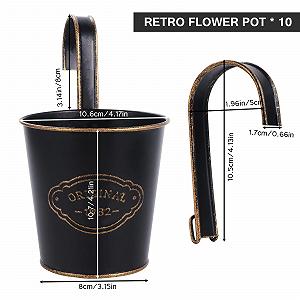 Підвісні квіткові горщики Набір з 10 шт. Металеві Ретро-стиль synthetic.ua - Фото 1