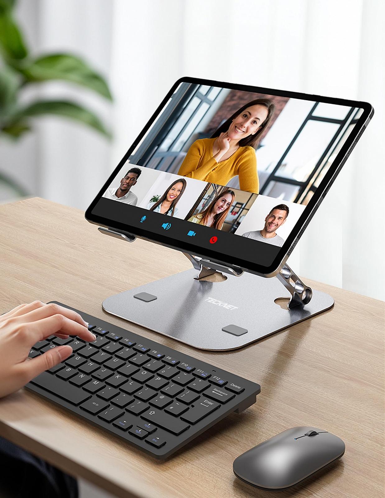 Подставка для ноутбука TECKNET Регулируемая по высоте и вращающаяся, Эргономичная подставка для ноутбука, Подставка для ноутбука с двойной поддержкой для MacBook Air/Pro, Lenovo, HP, Dell, 17 дюймов, Серебристая, фото №7