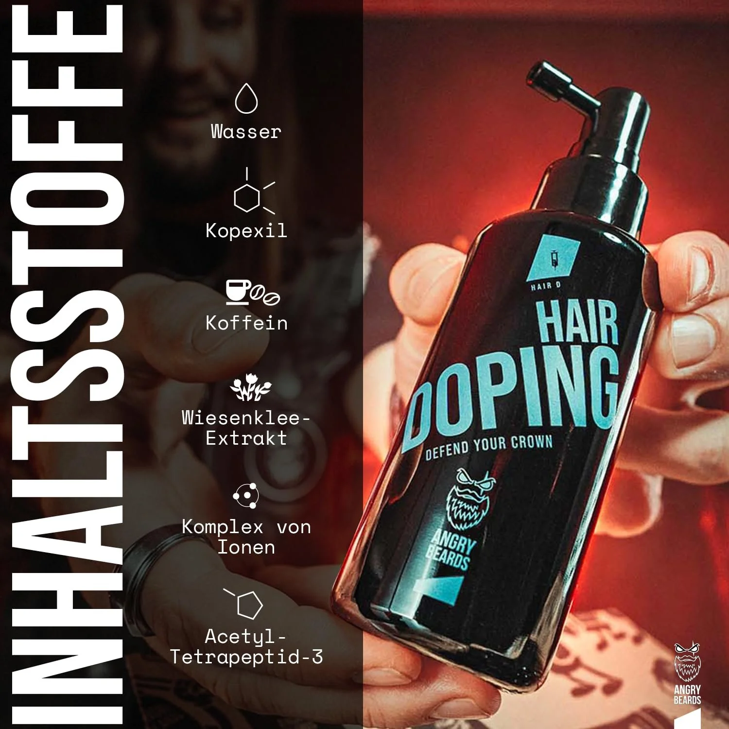 Сироватка для росту волосся Angry Beards Hair Doping Біотин, Кофеїн та Натуральні Олії 100 мл, фото №5