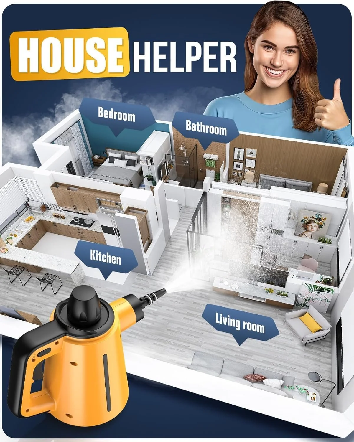 Пароочисник 1050 W 3.5 Bar 380 ml з 10 аксесуарами, фото №5 Пароочисник 1050 W 3.5 Bar 380 ml з 10 аксесуарами, фото №5