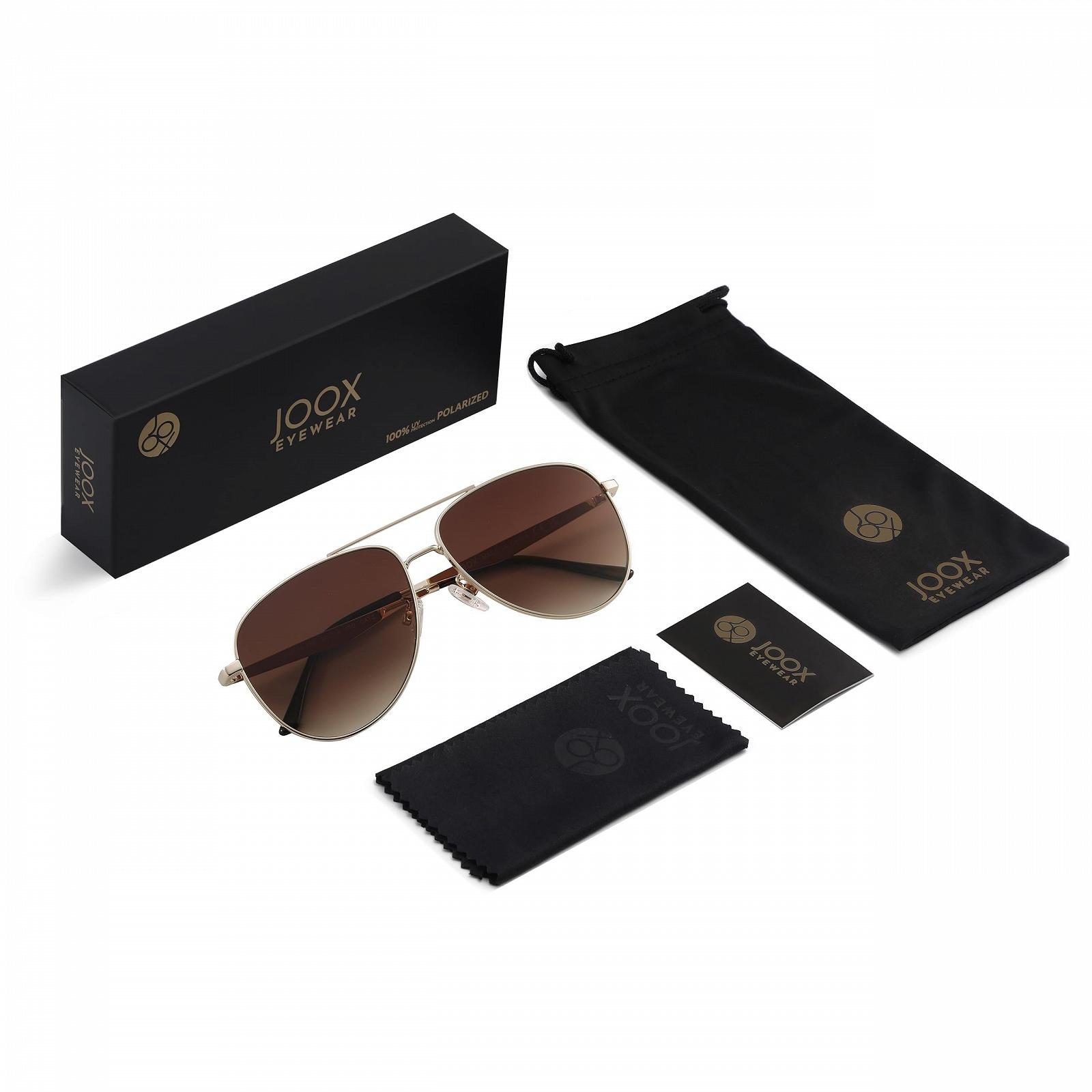 Солнцезащитные очки-авиаторы большого размера JOOX для мужчин и женщин, стекло с защитой UV400 и ретро металлическая оправа., фото №6