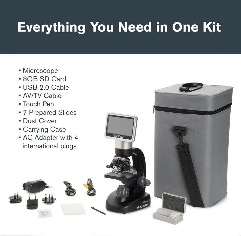 Цифровой микроскоп Celectron TetraView LCD / 4.3" / 5 Мп / 40x-1600x / Черный, фото №10 Цифровой микроскоп Celectron TetraView LCD / 4.3" / 5 Мп / 40x-1600x / Черный, фото №10