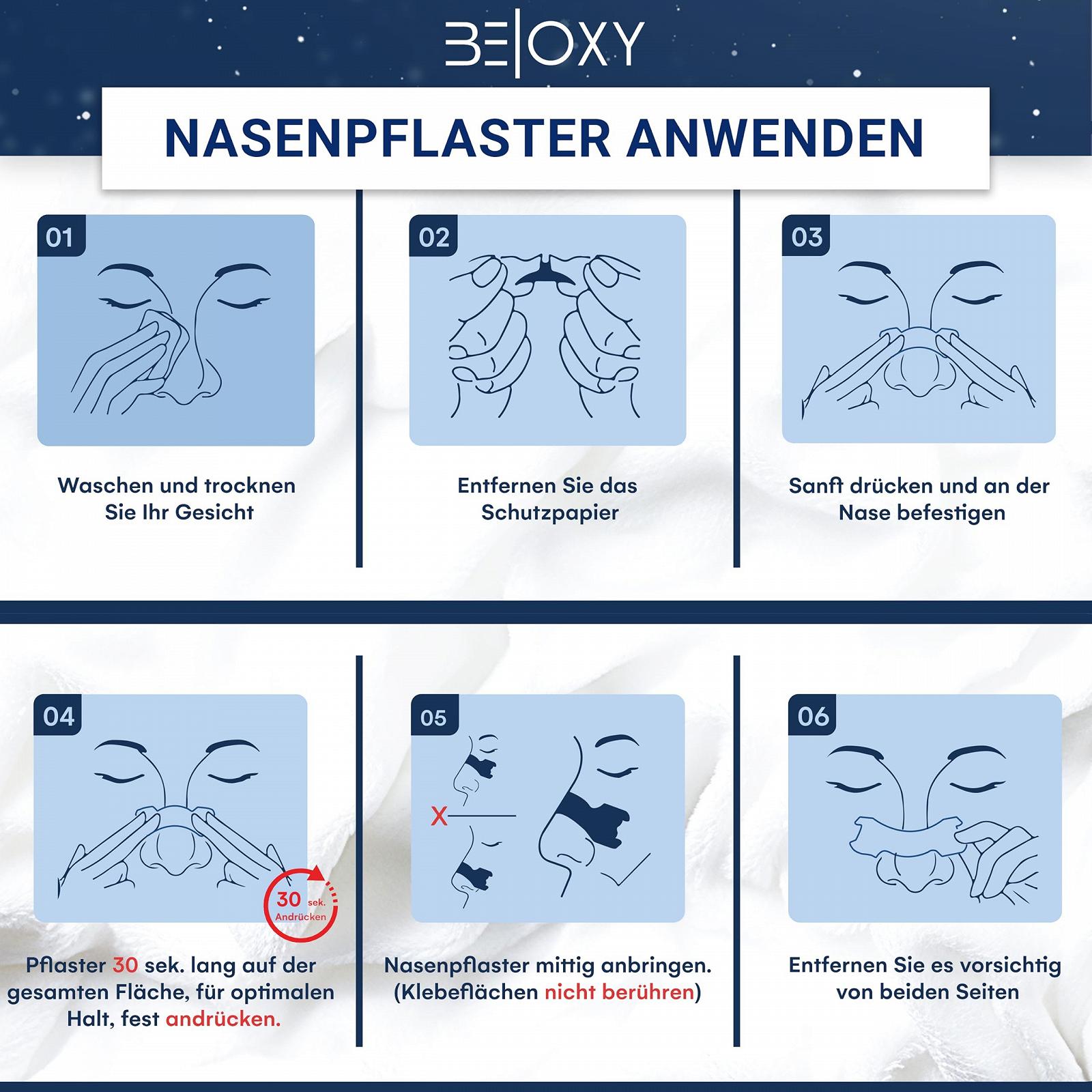 Пластирі для носа BE|OXY проти хропіння 50 шт., дуже великі та міцні, прозорі, підходять для спорту, сну та дихання, фото №7