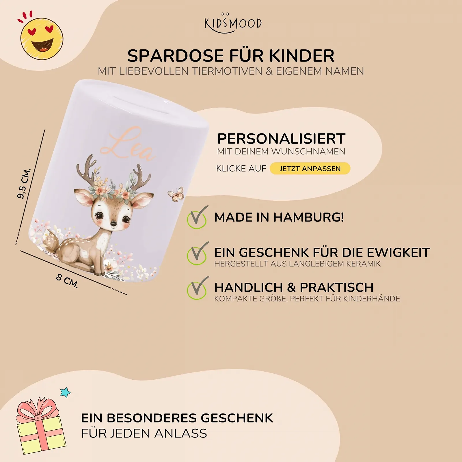 Скарбничка KIDSMOOD Персоналізована з ім'ям, Керамічна у формі свинки, фото №4 Скарбничка KIDSMOOD Персоналізована з ім'ям, Керамічна у формі свинки, фото №4