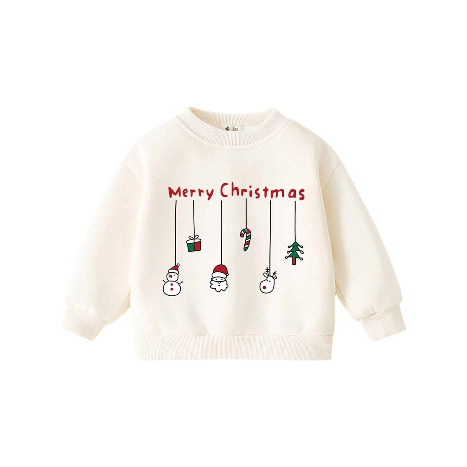 Свитшот для девочек с принтом, с длинными рукавами и круглым вырезом, уютный флисовый верх с праздничным дизайном для малышей и подростков, фото №1