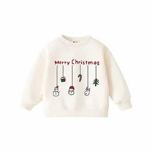 Свитшот для девочек с принтом, с длинными рукавами и круглым вырезом, уютный флисовый верх с праздничным дизайном для малышей и подростков - Фото 1
