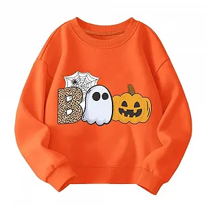 Толстовка для мальчиков и девочек на Хэллоуин, милый пуловер с принтом, детский повседневный свитшот с длинными рукавами, удобная осенне-зимняя одежда - Фото 1