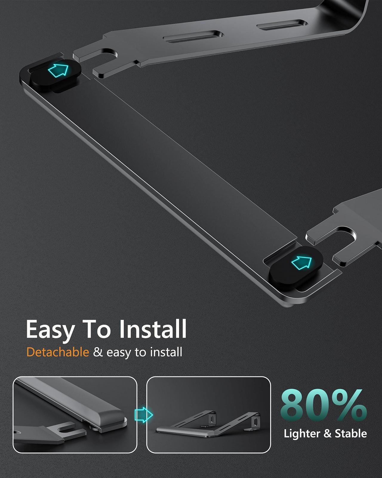 Подставка для ноутбука алюминиевая с подставкой для запястья эргономичная съемная держатель для ноутбука совместима со всеми ноутбуками 10-17 дюймов, фото №6 Подставка для ноутбука алюминиевая с подставкой для запястья эргономичная съемная держатель для ноутбука совместима со всеми ноутбуками 10-17 дюймов, фото №6