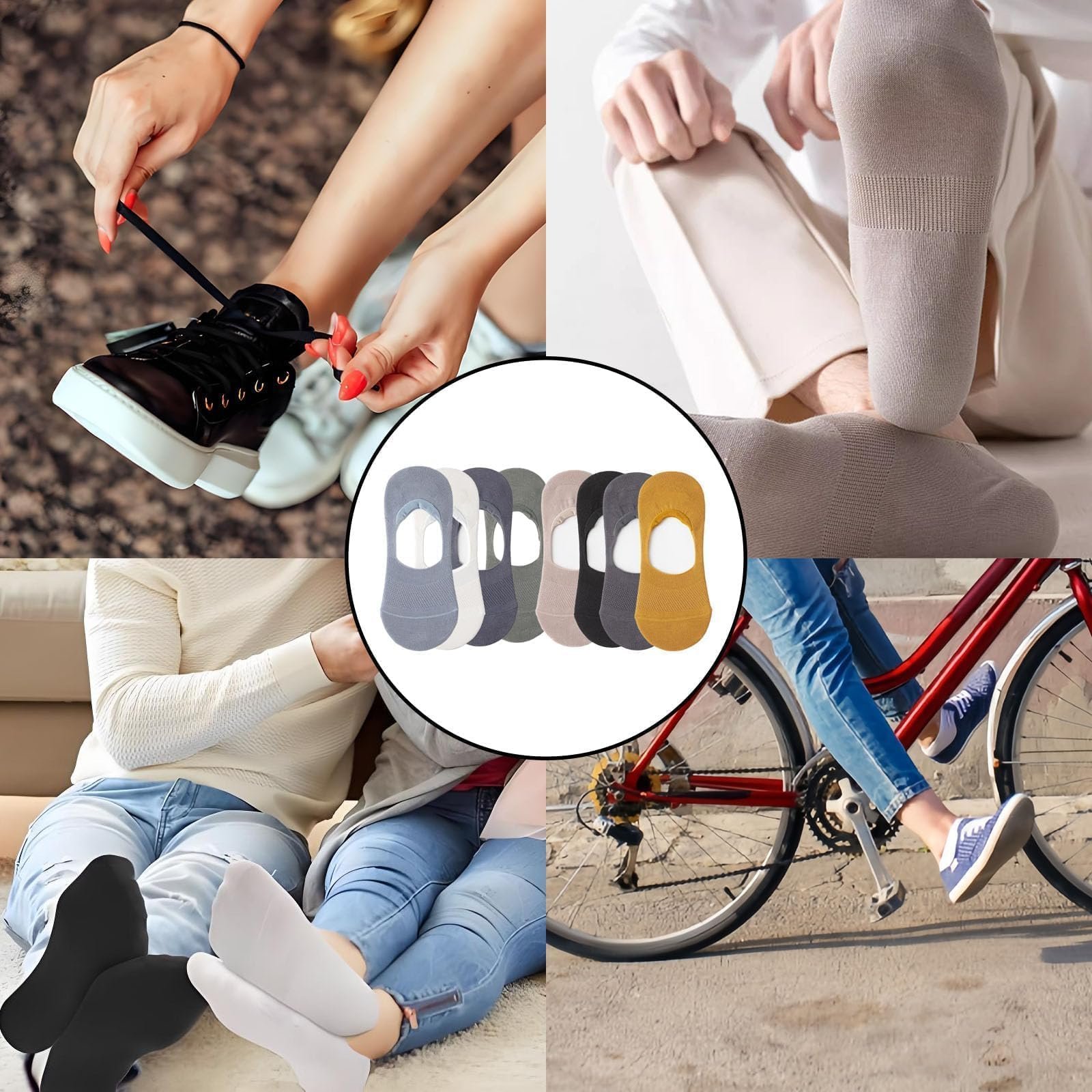 Носки-следки, 8 пар, размер 35-38 и 39-42, хлопок, дышащие, невидимые, большая силиконовая накладка предотвращает скольжение, для лоферов, балеток, фото №7