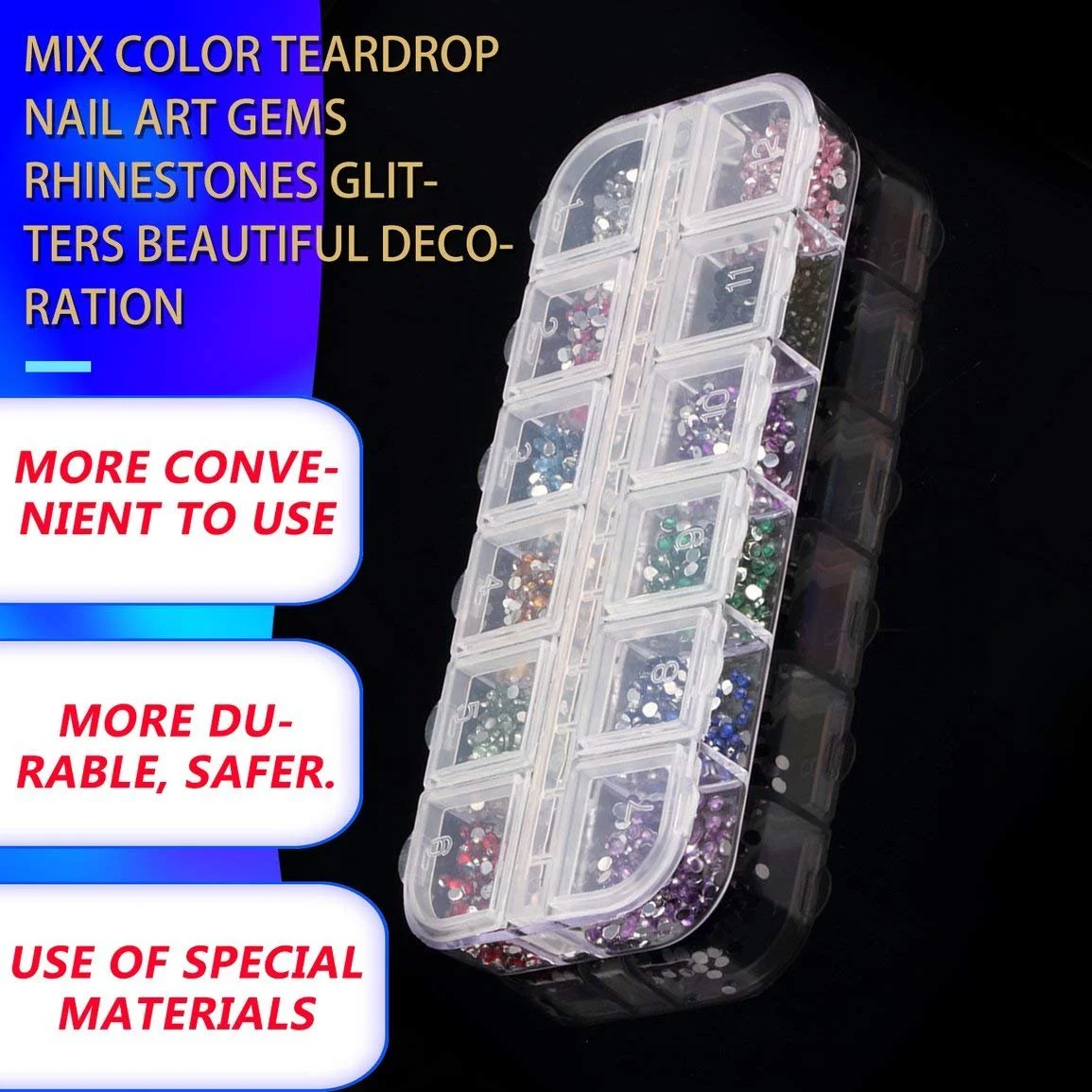 Микс Цвета Капля Стразы для ногтей Блестки Красивое украшение Инструменты для макияжа (Разноцветный), фото №3