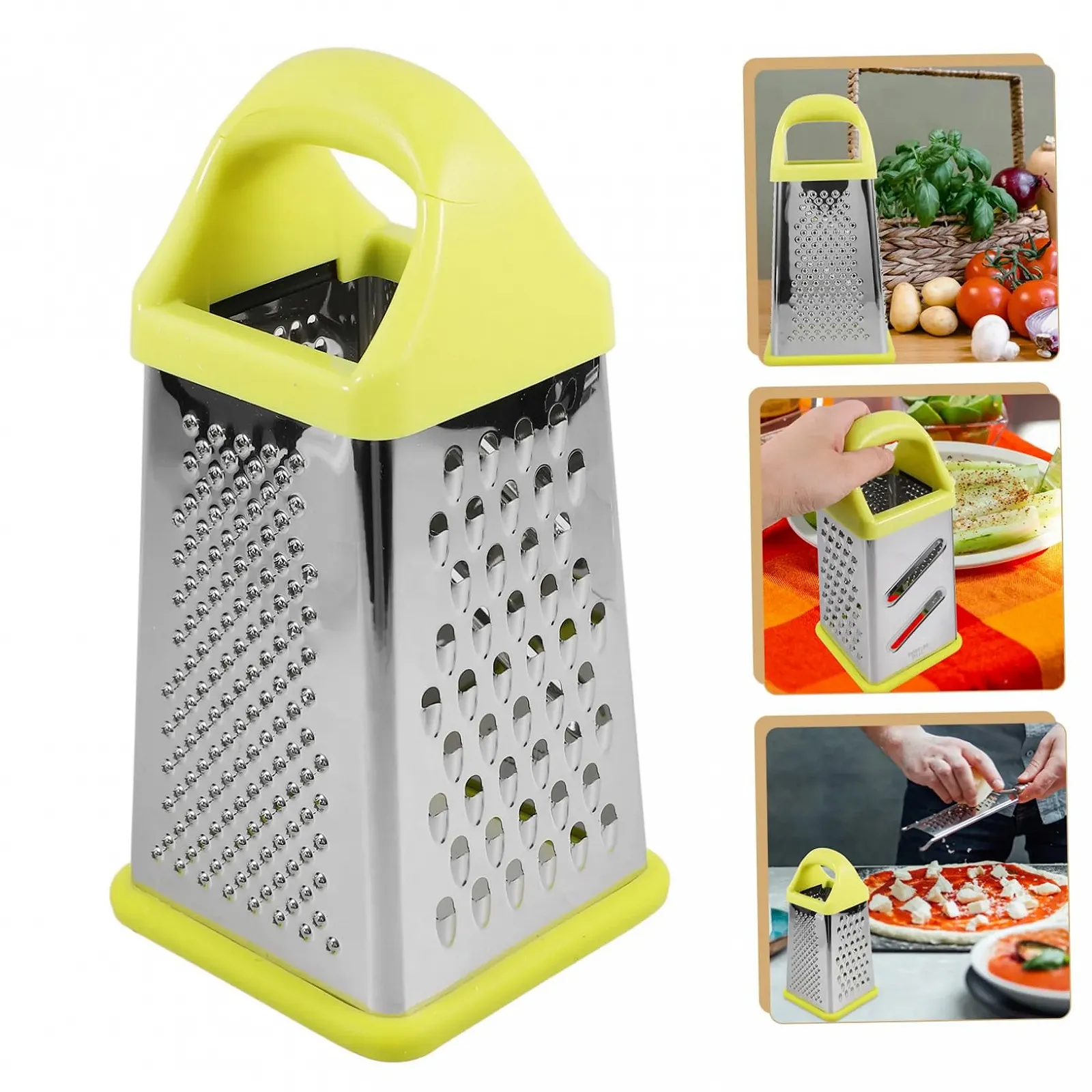 Терка з 4 сторін з контейнером для зберігання, для овочів і картоплі, багатофункціональна, нержавіюча сталь, фото №4