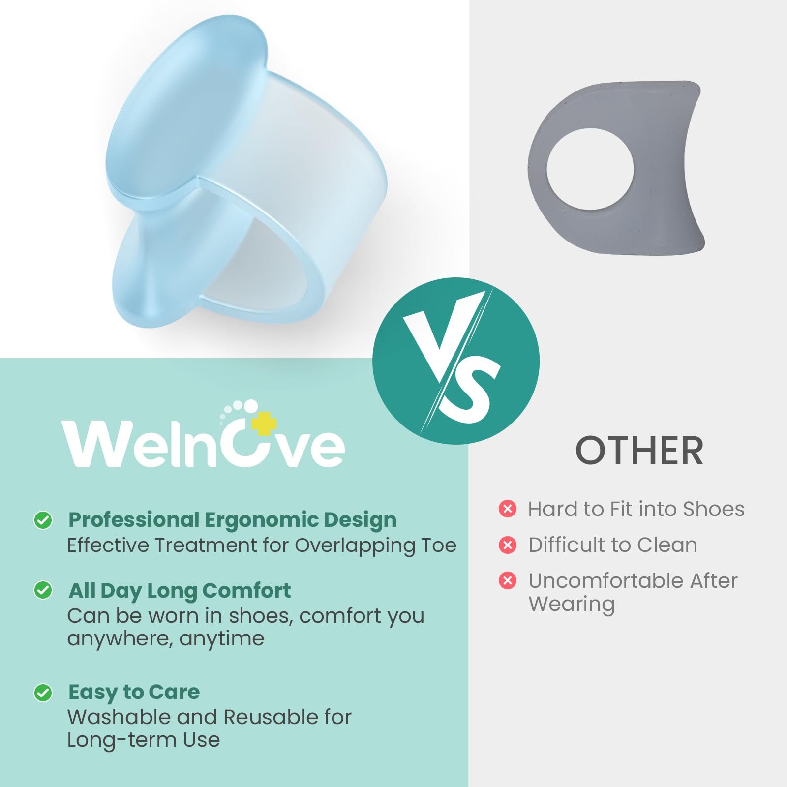 Роздільник для пальців ніг Welnove, Коректор для вальгусної деформації великого пальця стопи для жінок, фото №2
