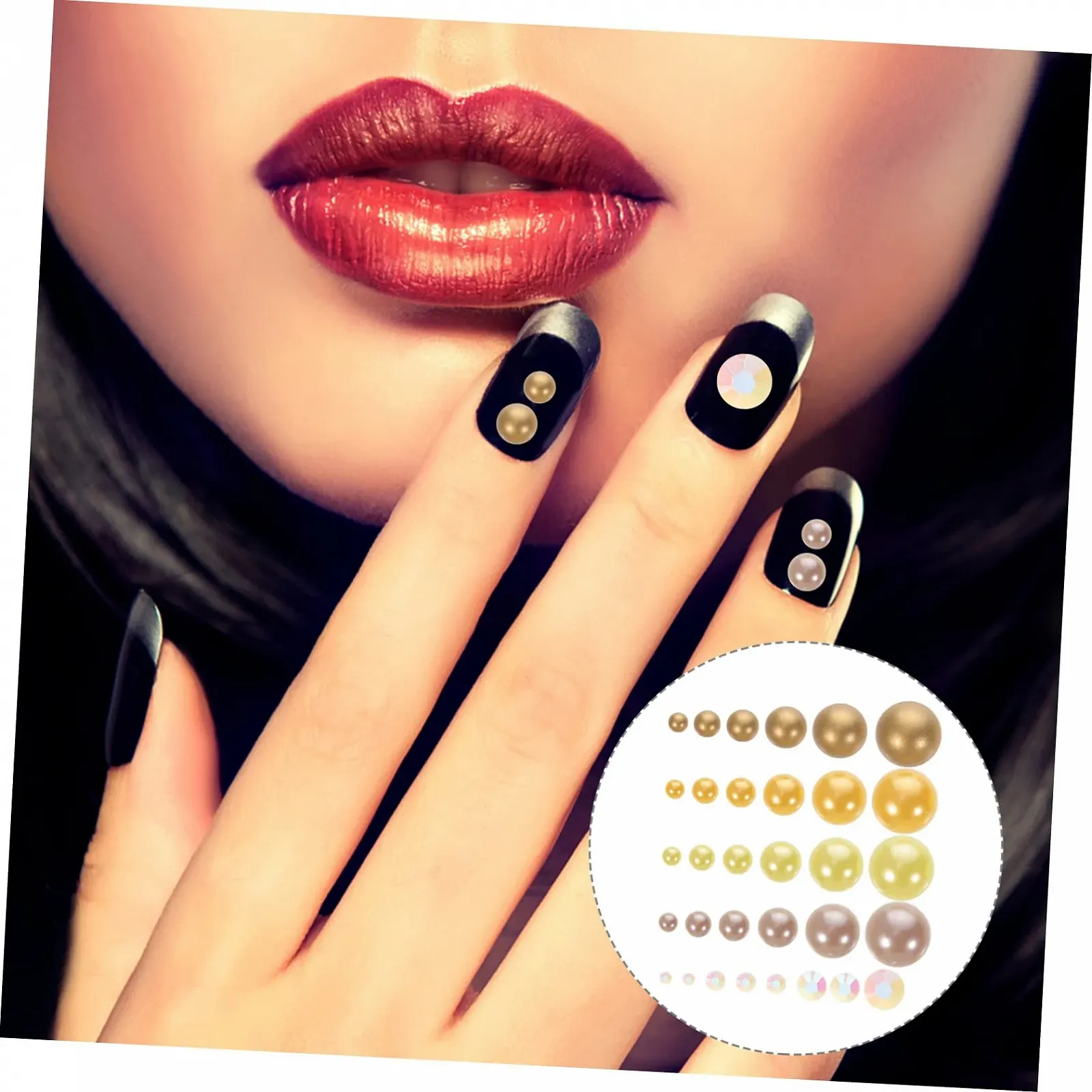 Украшения для ногтей NUOBESTY 3 шт. Полукруглые имитационные смоляные украшения для ногтей для чехлов телефонов Стильное украшение с плоской задней частью для ногтей и рукоделия, фото №4