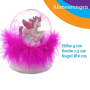 Снігова куля Unicorn з блискітками, високоякісна скляна куля-шейкер, декоративна фігурка Unicorn з LED-підсвіткою, блискітками та пір'ям synthetic.ua - Фото 1