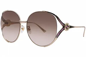 Женские солнцезащитные очки Gucci, золото-золотой-коричневый. - Фото 1