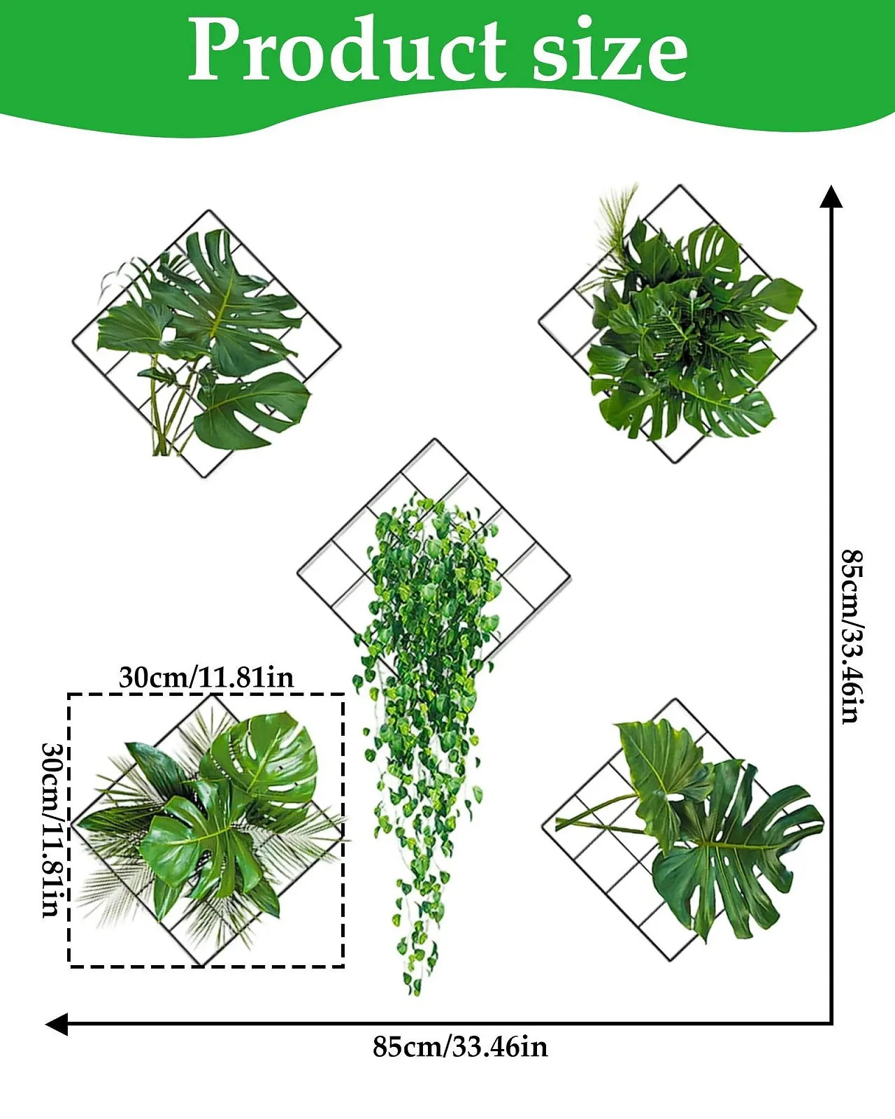 Наклейки на стіну Набір 2 шт. Водостійкі 3D Зелені рослини, фото №3