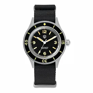Дайверские часы Watchdives Мужские Винтажные WD50 Fathoms NH35 NH38 Автоматические Часы 40 мм Купольное Стекло 300 м Водонепроницаемые Дайверские Часы Черный Циферблат с Нейлоновым Ремнем - Фото 1