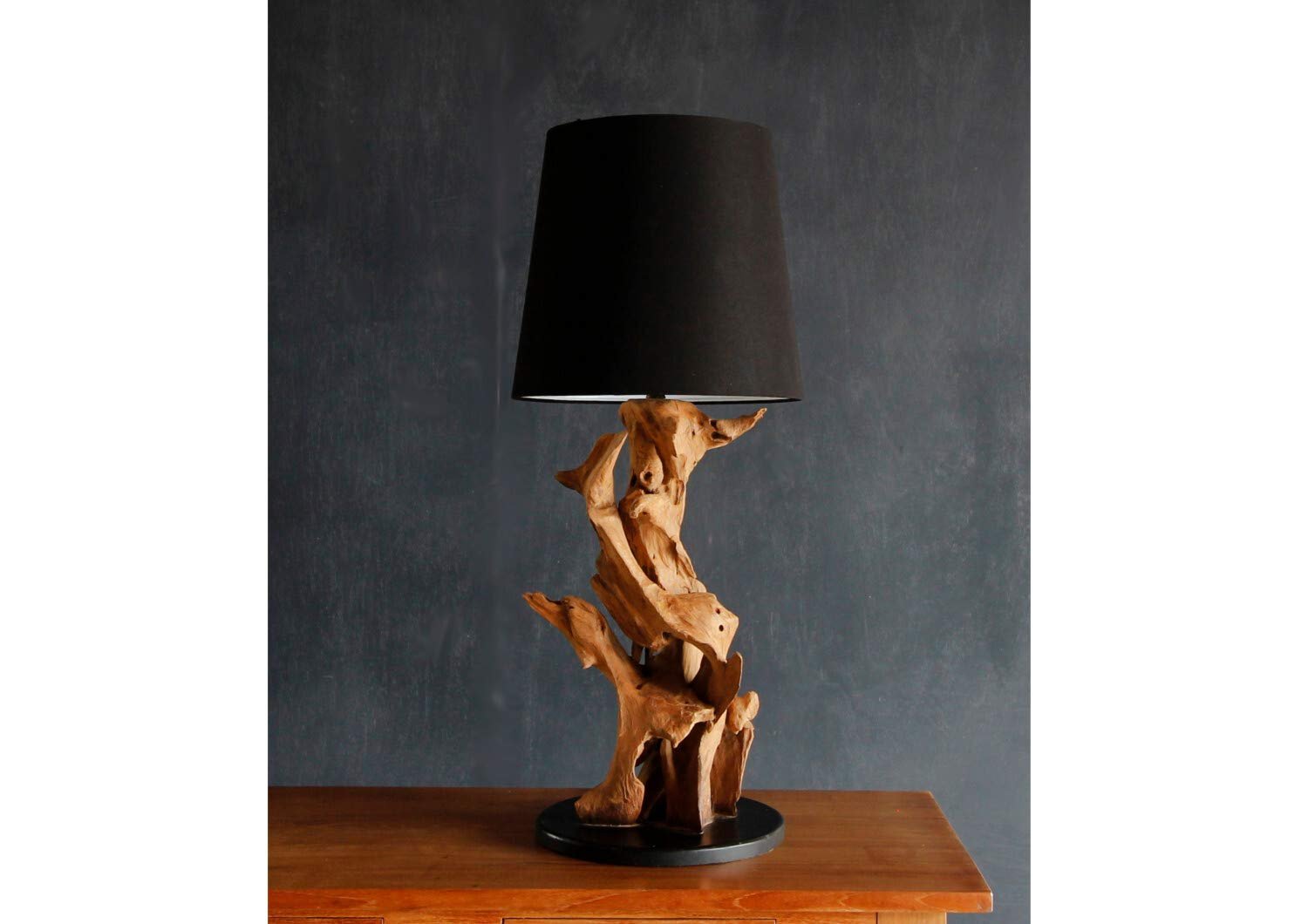 Настільна лампа IKAL Teak Wood 82 см ручної роботи Чорна, фото №1
