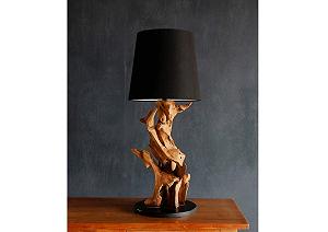 Настільна лампа IKAL Teak Wood 82 см ручної роботи Чорна - Фото 1