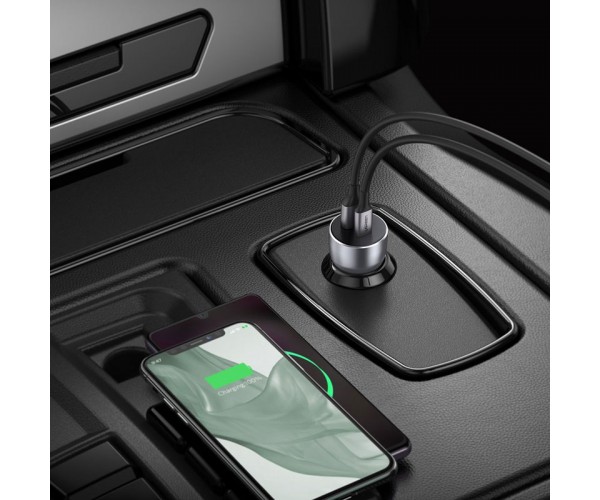 Автозарядка 2xUSB 36W USB-C USB-A QC 3.0+ Косм Сіра CD213 UGREEN, фото №8