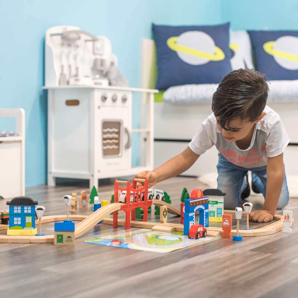 Дерев'яна залізниця Bandits & Angels Woodtoys 80 елементів Натуральний, фото №3 Дерев'яна залізниця Bandits & Angels Woodtoys 80 елементів Натуральний, фото №3