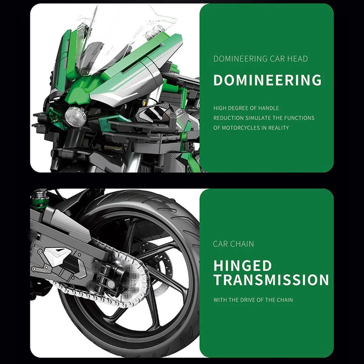 Конструктор Мотоцикл Technik Kawasaki H2 SX SE, 2088 деталей, масштаб 1:5, технологичный супермотоцикл, игрушка для конструирования гоночного мотоцикла, подарок для взрослых и подростков, фото №4