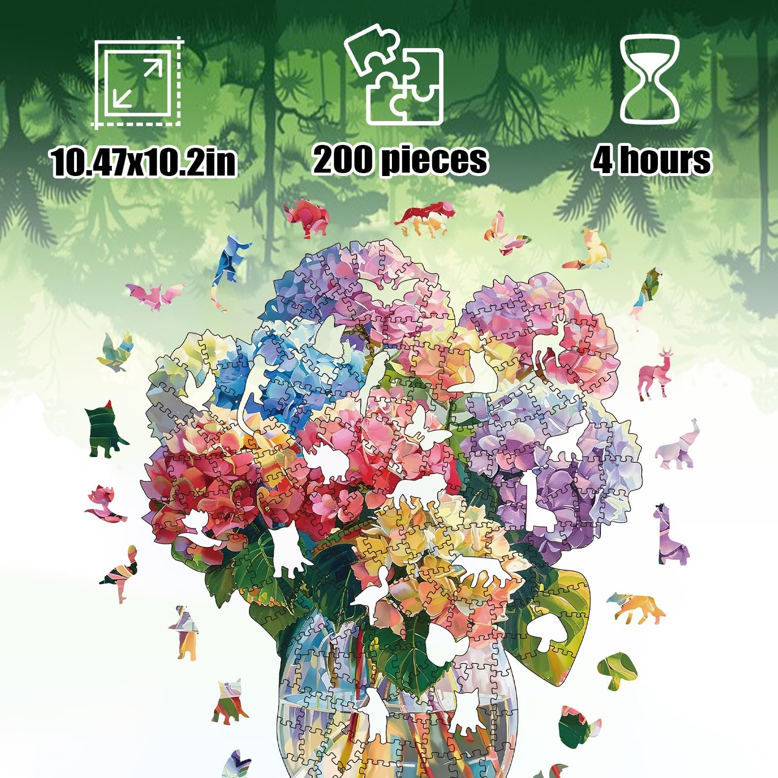 Деревянный пазл Flower Moon 200 элементов Уникальная форма животных, фото №3 Деревянный пазл Flower Moon 200 элементов Уникальная форма животных, фото №3