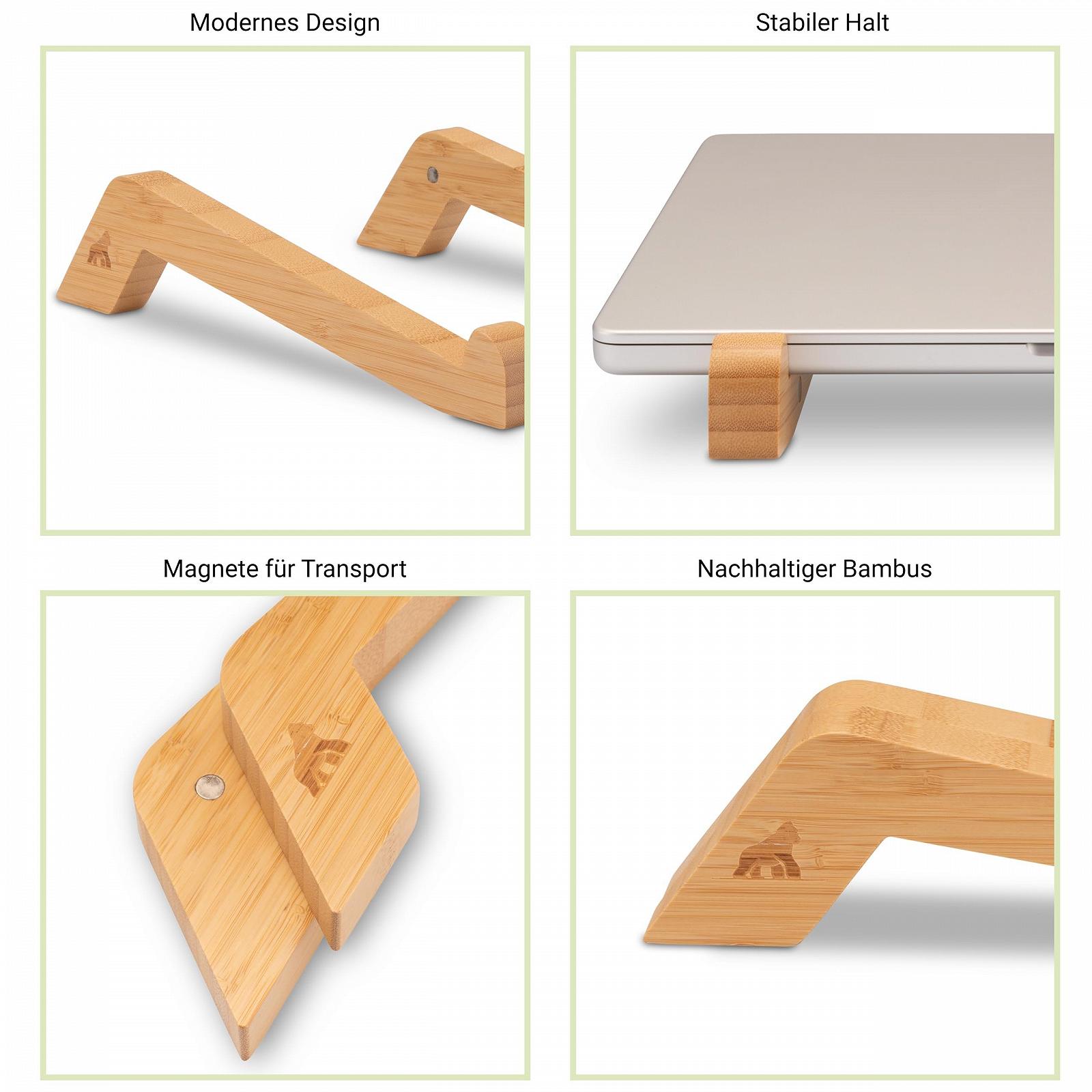 Підставка для ноутбука Бамбук Універсальний тримач 10-15 дюймів, фото №5