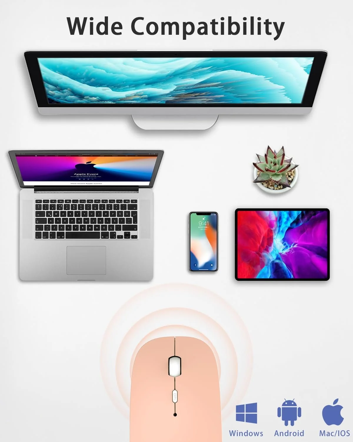 Мышь ANEWISH Bluetooth, оранжевый, фото №6