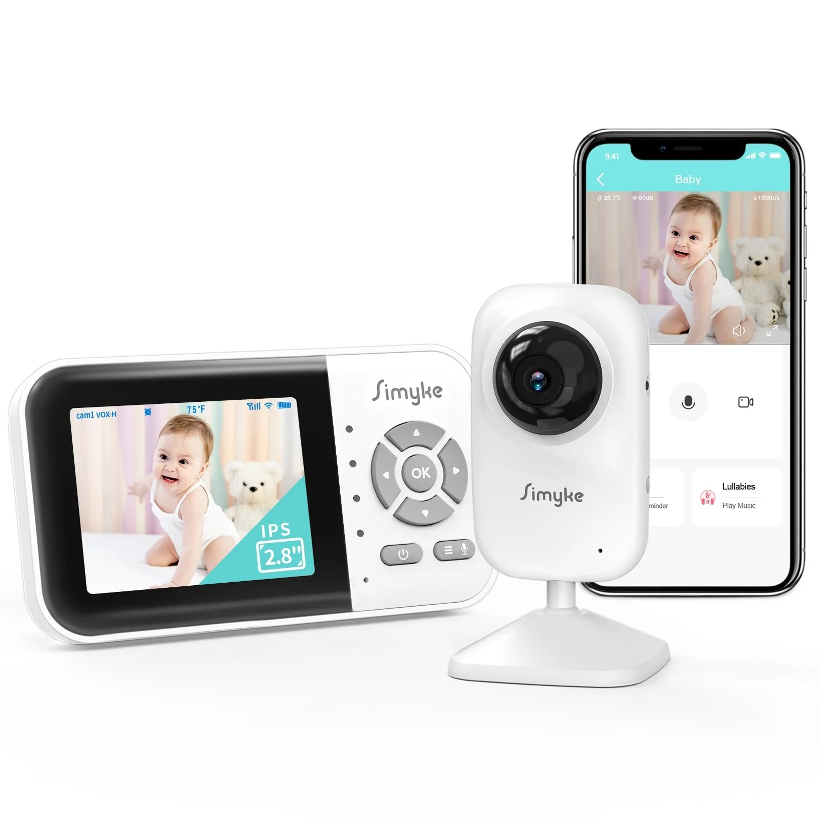 Відеоняня Simyke 1080P WiFi 2.8 дюйма App 1000 футів, фото №1 Відеоняня Simyke 1080P WiFi 2.8 дюйма App 1000 футів, фото №1