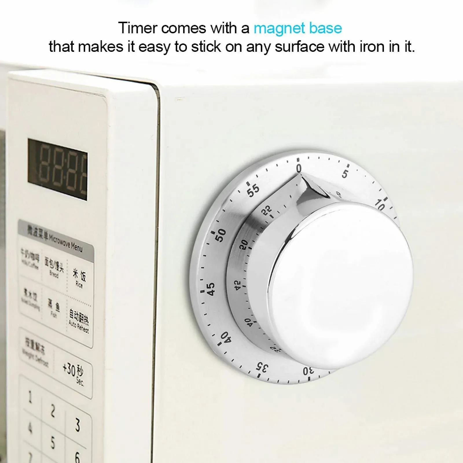 Таймер кухонный механический магнитный Stainless Steel 60 минут Silver, фото №5