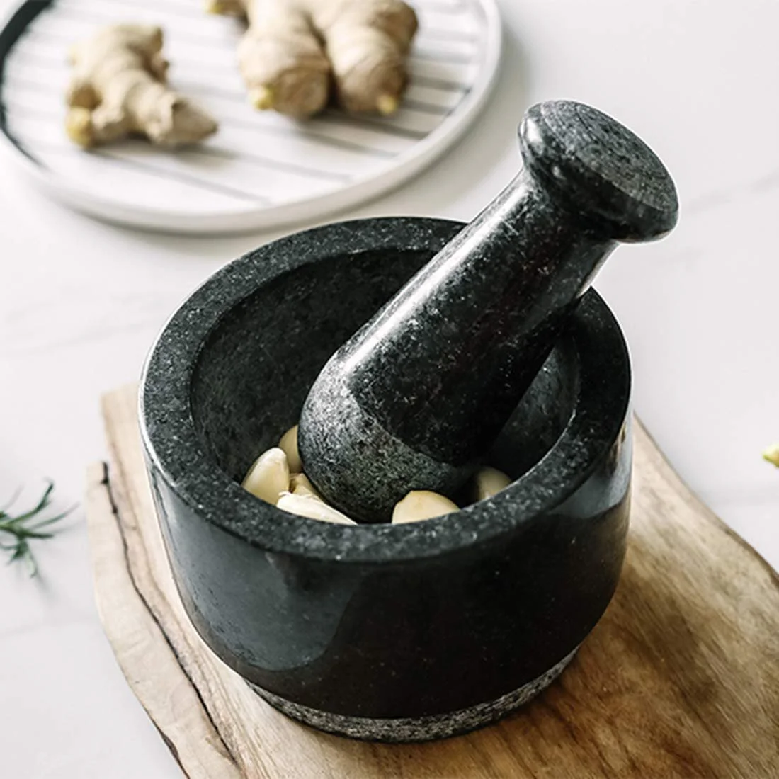 Ступка з товкачиком мармурова велика натуральний камінь, фото №2 Ступка з товкачиком мармурова велика натуральний камінь, фото №2