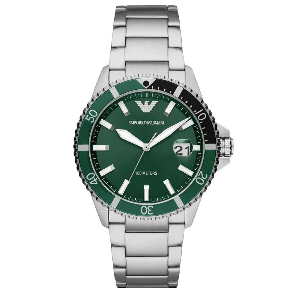 Чоловічий годинник Emporio Armani 42 мм, корпус з нержавіючої сталі, шкіряний або силіконовий ремінець, кварцовий механізм, фото №1