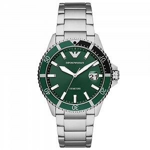 Мужские часы Emporio Armani 42 мм, корпус из нержавеющей стали, кожаный или силиконовый ремешок, кварцевый механизм - Фото 1