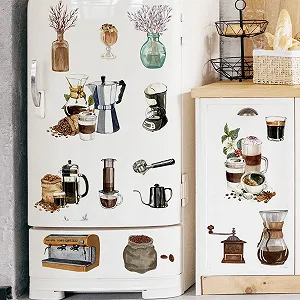 Наклейка на стіну Runtoo Кавова чашка та зерна Самоклеюча - Фото 1