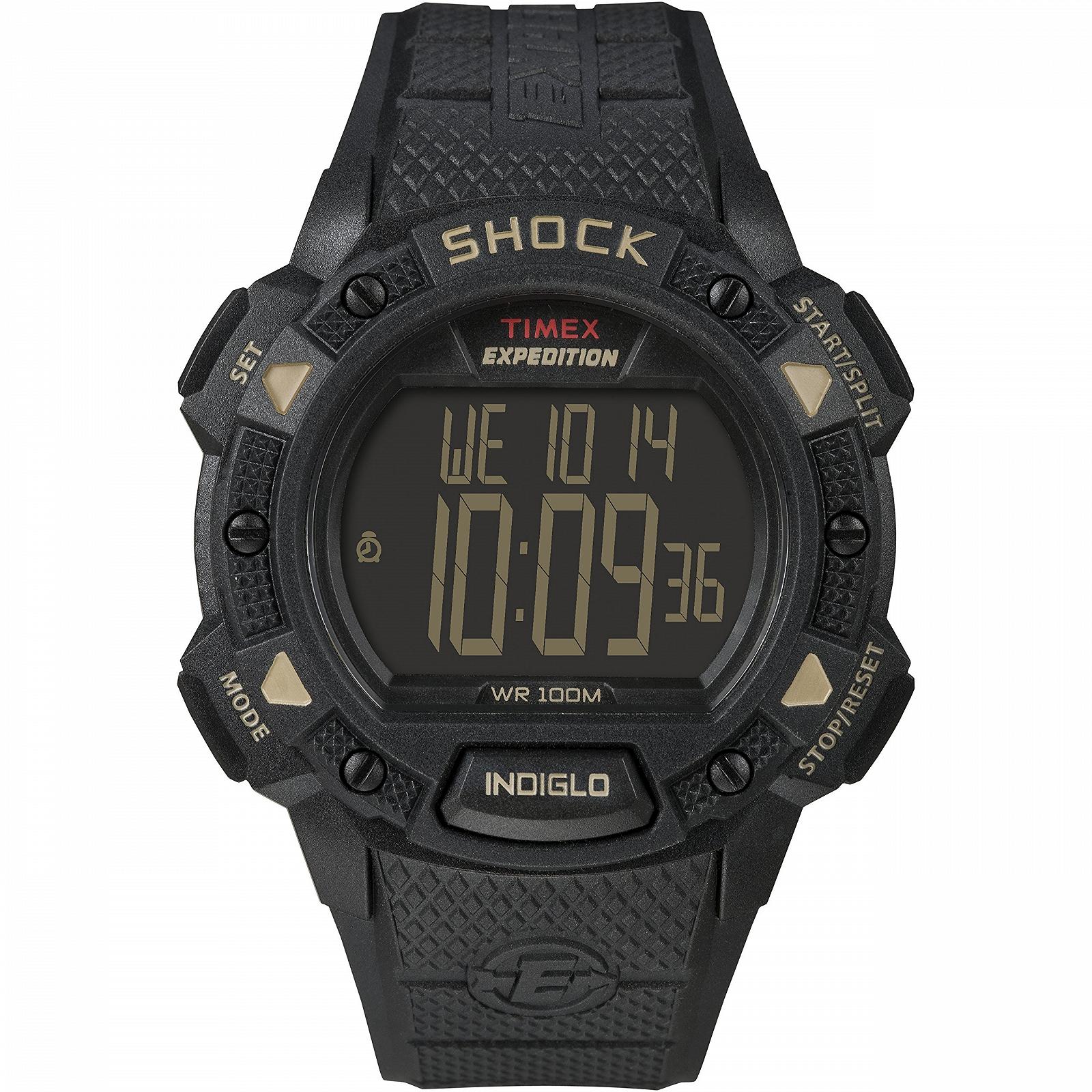 Чоловічий годинник Timex Expedition Shock CAT T49896, чорний циферблат, чорний гумовий ремінець, фото №1