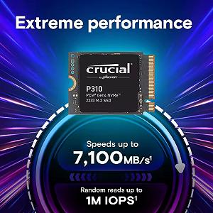 SSD Crucial P310 1TB 2230 M.2 NVMe 7100MB/s PCIe Gen4x4 for PC, Microsoft Surface Pro, Steam Deck - Фото 1