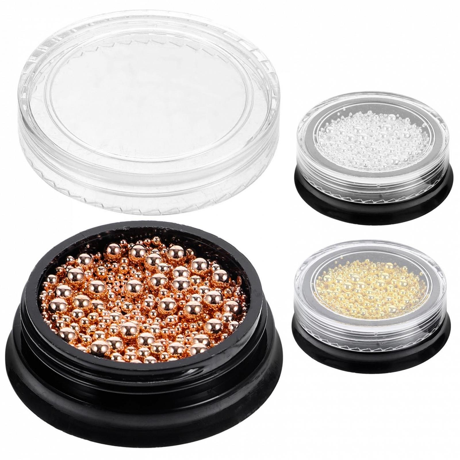 Украшения для ногтей POPETPOP 3 коробки, стальные шарики, съедобные кристаллы, золотой декор, металлические изделия, фото №1