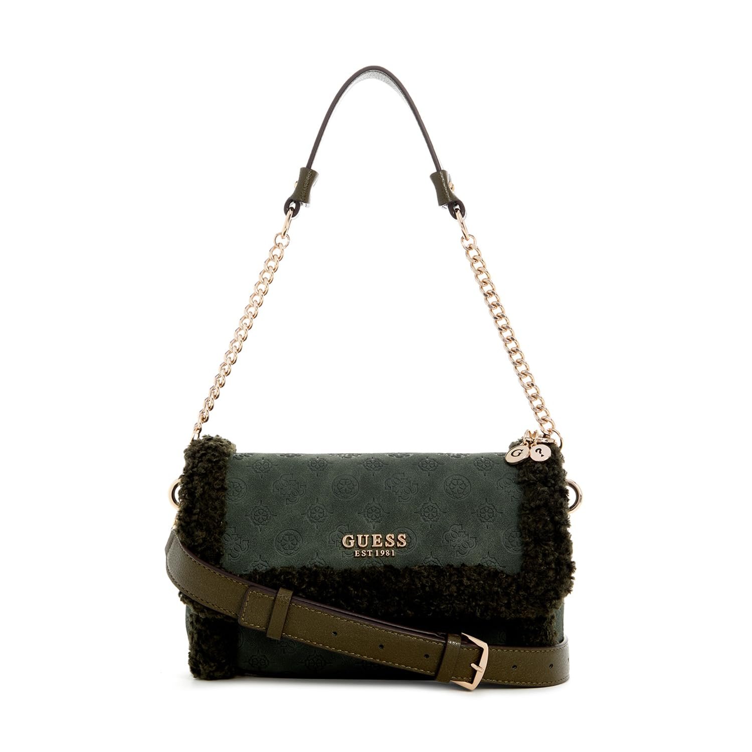 Женская сумка через плечо GUESS Davika Flap Зеленая, фото №1