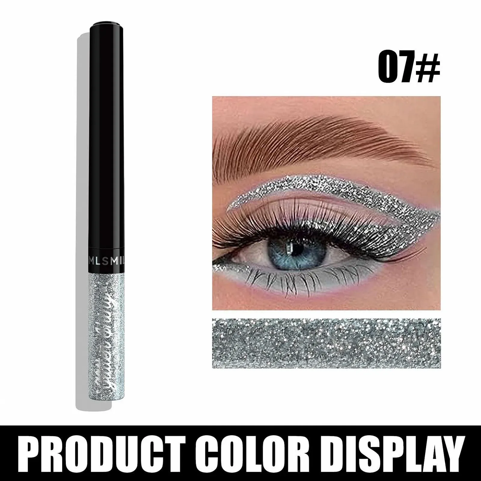 Подводка для глаз с блестками Жидкая Перламутровая Неоновая Радужная, фото №7