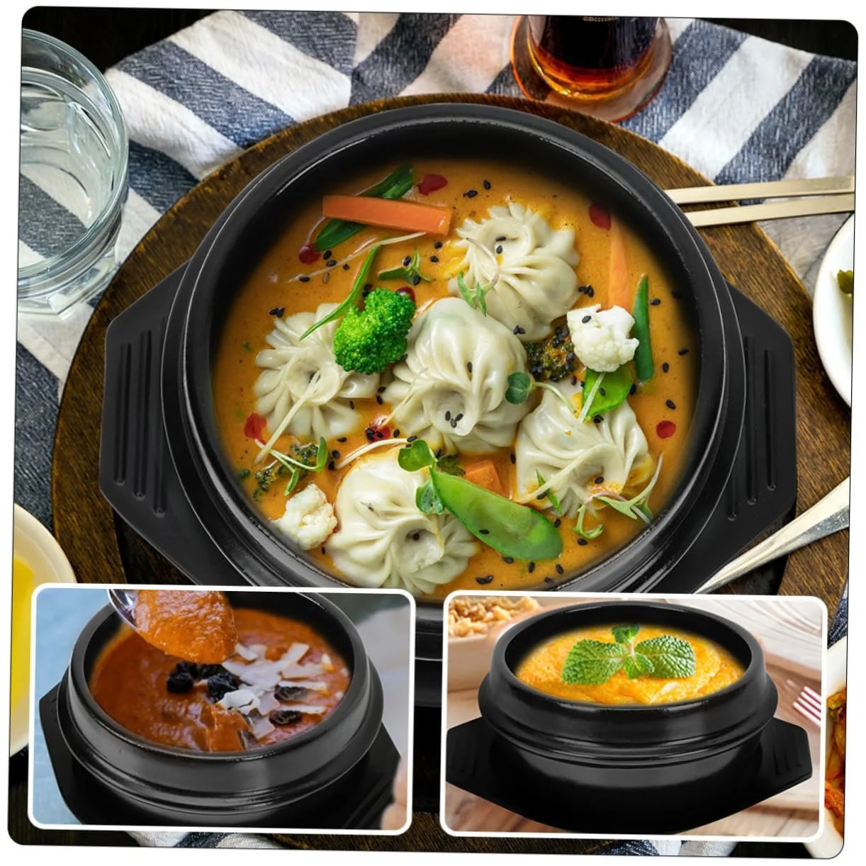 Керамічна каструля Sosoport 1 набір з підставкою багатофункціональна чаша для бібімбапа супу пасти, фото №9