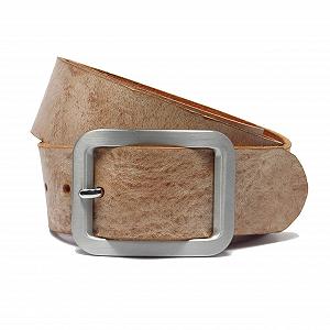 Ремень кожаный Kollektion Chrissys-in 4 см, бежевый, из мягкой коровьей кожи собственного производства synthetic.ua - Фото 1