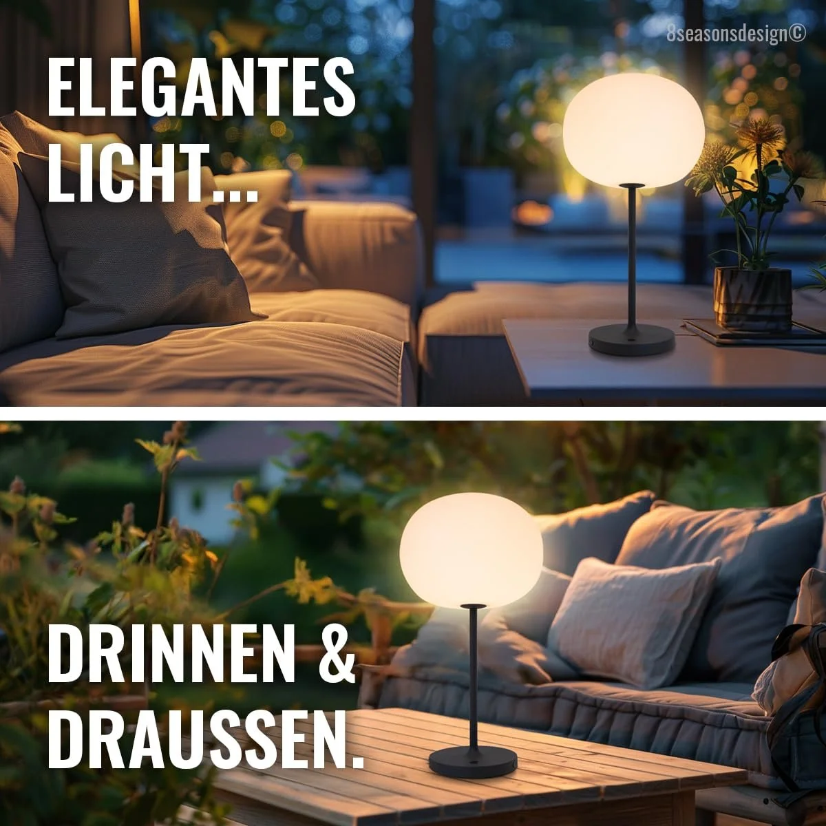 Настільна лампа 8 seasons design Glowing Elegance LED акумуляторна вулична 42 см USB-C, фото №5