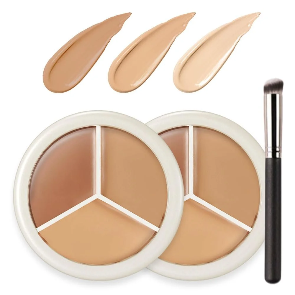 Консилер Tri-Colour Палетка консилерів Повне покриття Корегує темні кола Червоні плями Шрами Матовий (2 шт.), фото №1