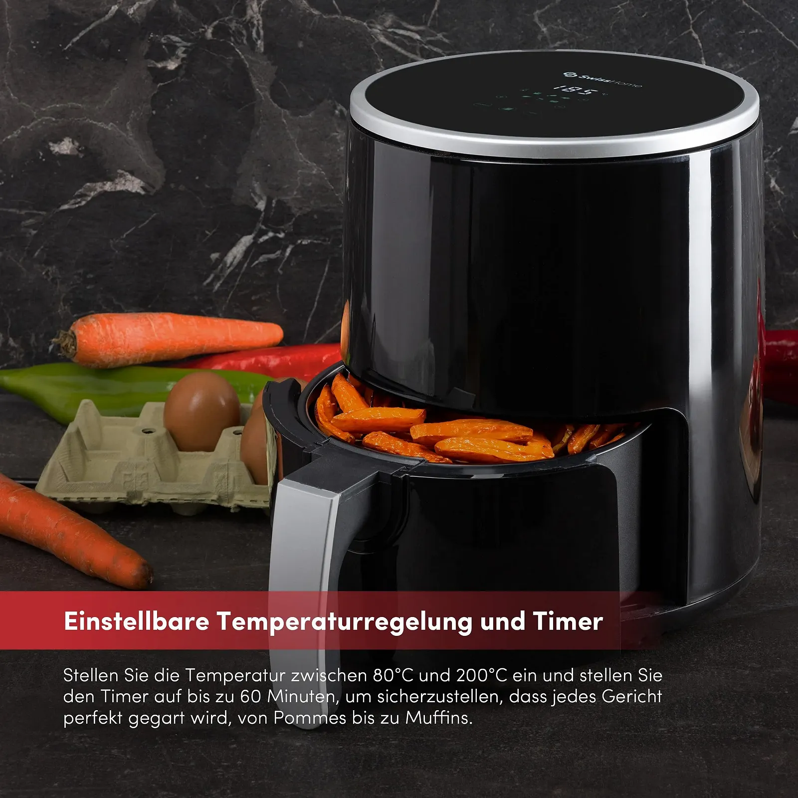 Мультипечь SwissHome PETIT 2.5 л 1200 Вт цифровой дисплей 80-200°C таймер 60 мин, фото №4 Мультипечь SwissHome PETIT 2.5 л 1200 Вт цифровой дисплей 80-200°C таймер 60 мин, фото №4