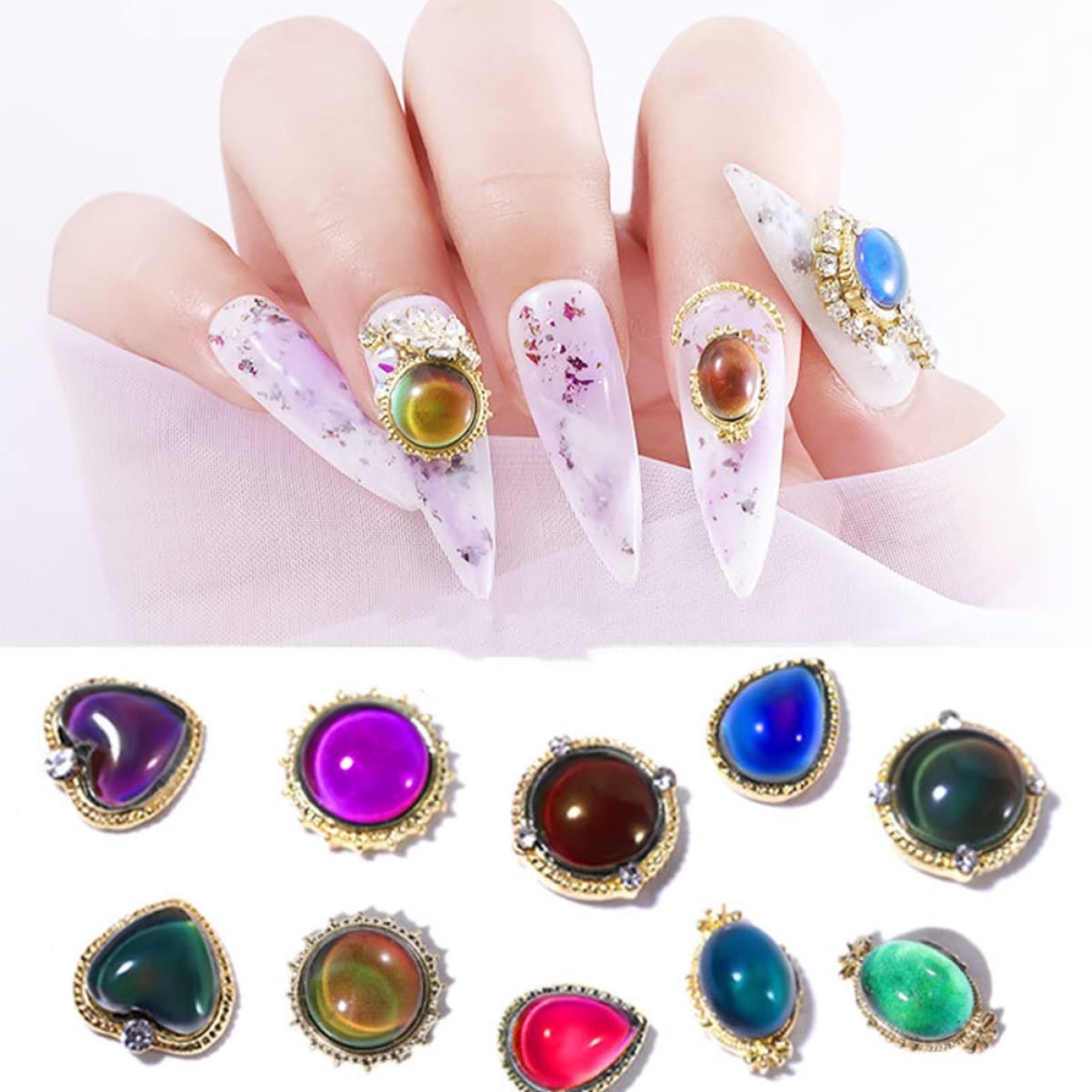 Украшение для ногтей LALAFINA опал, меняющий температуру, 10 шт, фото №6 Украшение для ногтей LALAFINA опал, меняющий температуру, 10 шт, фото №6