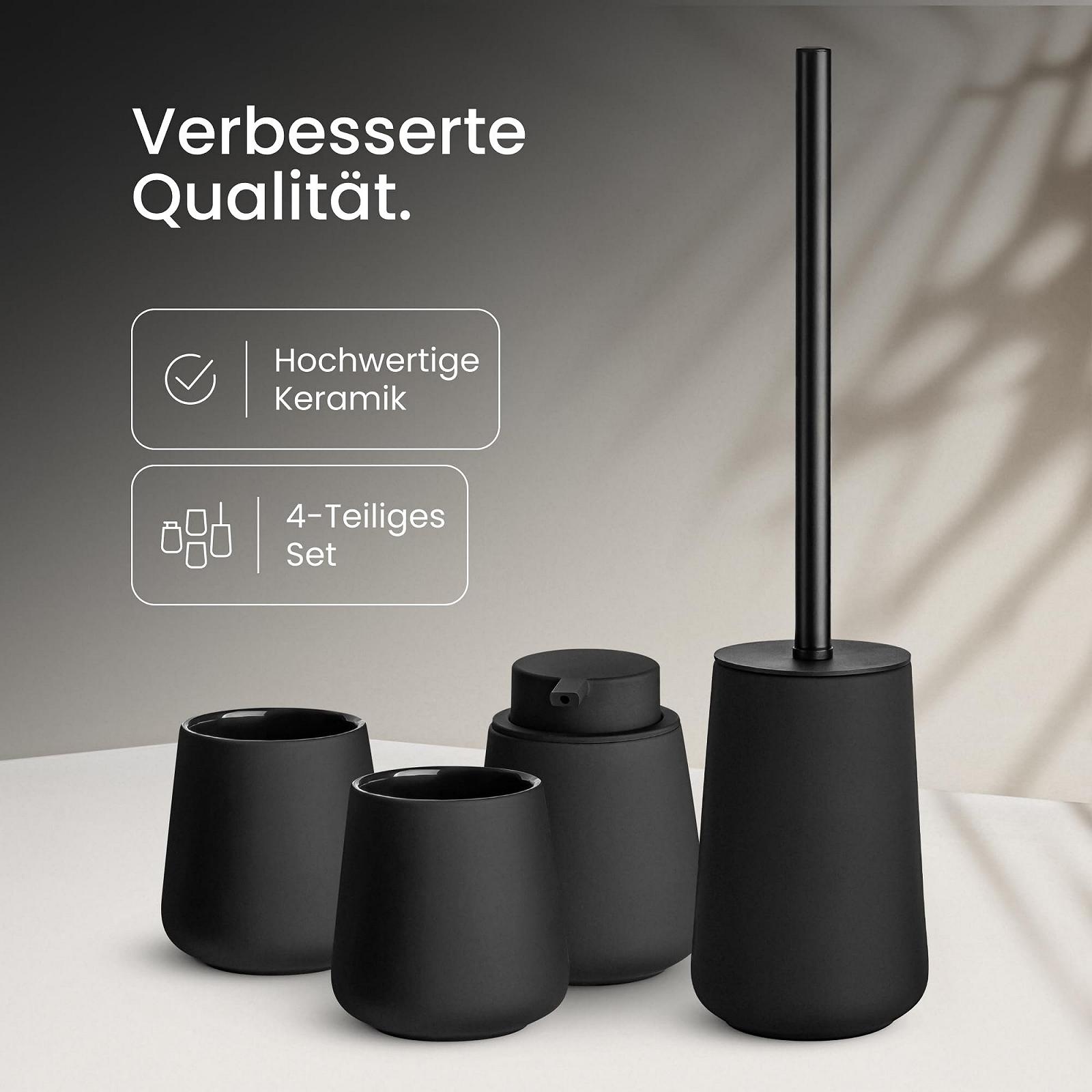 Набор для ванной комнаты Black Sweden Home Диспенсер для мыла, Стакан для зубных щеток, Туалетный ершик черный, фото №2