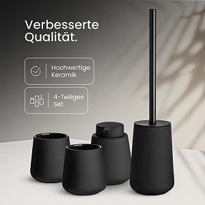 Набор для ванной комнаты Black Sweden Home Диспенсер для мыла, Стакан для зубных щеток, Туалетный ершик черный synthetic.ua - Фото 1